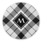 Clan MacFarlane Zwart-wit Tartan Keramische Knop (Voorkant)