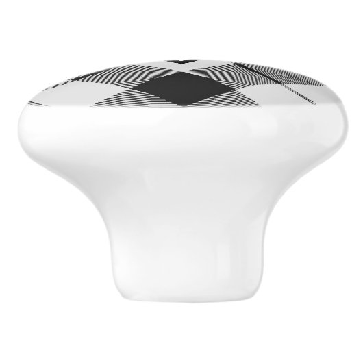 Clan MacFarlane Zwart-wit Tartan Keramische Knop (Zijkant)