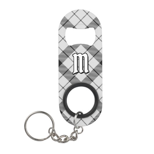 Clan MacFarlane Zwart-wit Tartan Mini Flessenopener (Voorkant)
