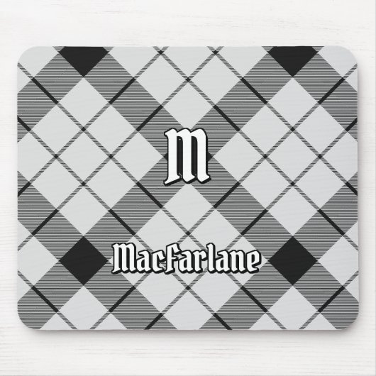 Clan MacFarlane Zwart-wit Tartan Muismat (Voorkant)