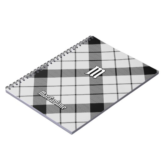 Clan MacFarlane Zwart-wit Tartan Notitieboek (Linkerzijde)