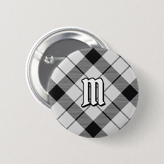 Clan MacFarlane Zwart-wit Tartan Ronde Button 5,7 Cm (Voorkant /achterkant)