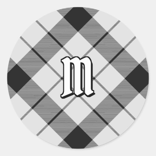 Clan MacFarlane Zwart-wit Tartan Ronde Sticker (Voorkant)