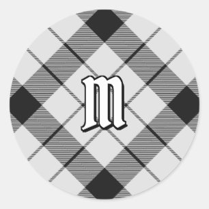 Clan MacFarlane Zwart-wit Tartan Ronde Sticker