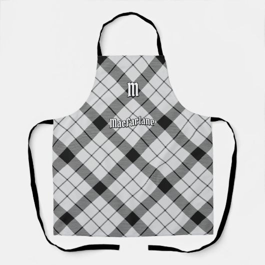 Clan MacFarlane Zwart-wit Tartan Schort (Voorkant)