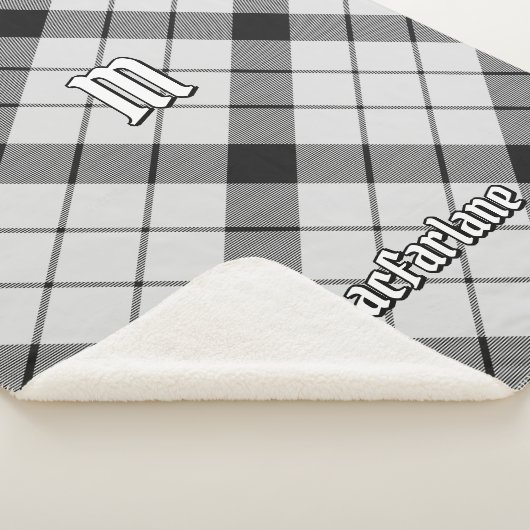 Clan MacFarlane Zwart-wit Tartan Sherpa Deken (3/4)