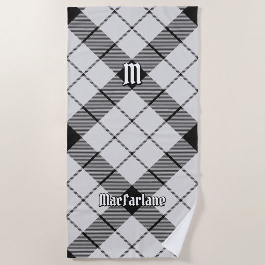 Clan MacFarlane Zwart-wit Tartan Strandlaken (Voorkant)