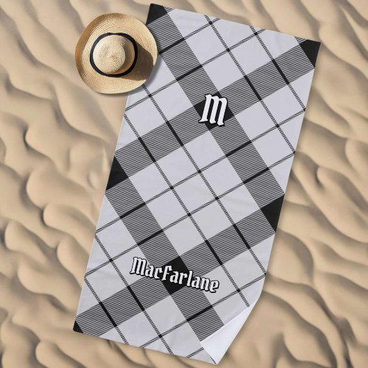 Clan MacFarlane Zwart-wit Tartan Strandlaken