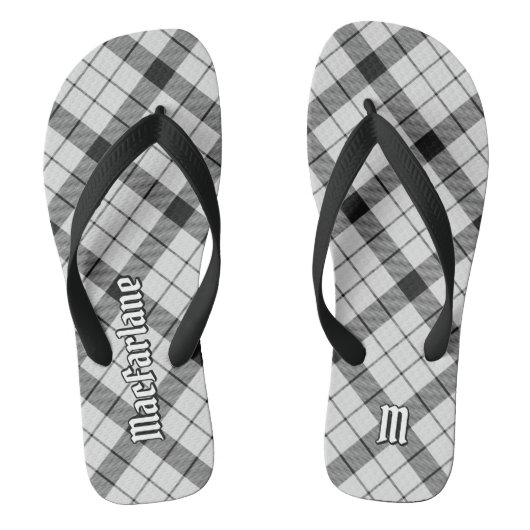 Clan MacFarlane Zwart-wit Tartan Teenslippers (Voetbed)