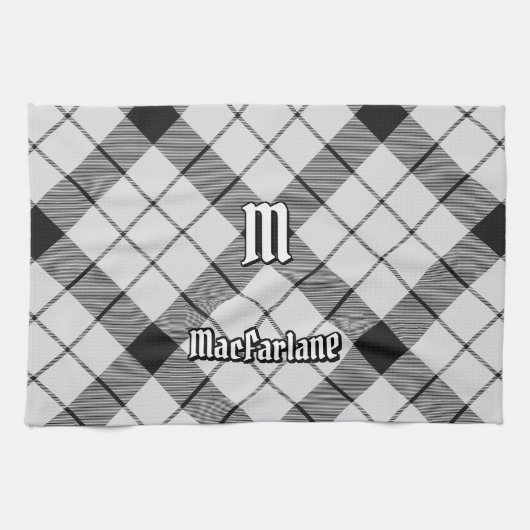 Clan MacFarlane Zwart-wit Tartan Theedoek (Horizontaal)