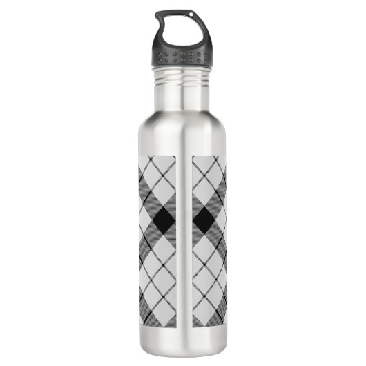 Clan MacFarlane Zwart-wit Tartan Waterfles (Achterkant)