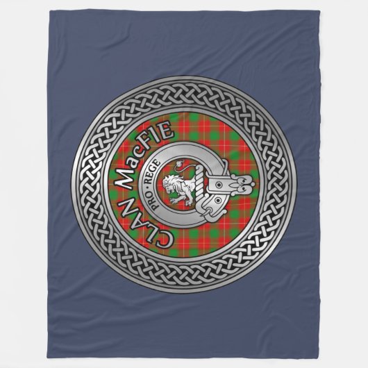 Clan MacFie Crest & Tartan Knot Fleece Deken (Voorkant)