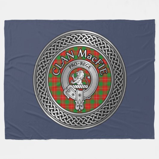 Clan MacFie Crest & Tartan Knot Fleece Deken (Voorkant (Horizontaal))