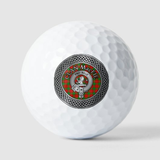 Clan MacFie Crest & Tartan Knot Golfballen (Voorkant)