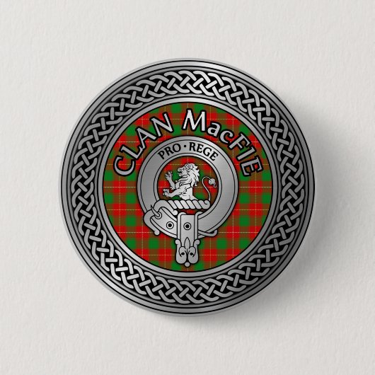 Clan MacFie Crest & Tartan Knot Ronde Button 5,7 Cm (Voorkant)