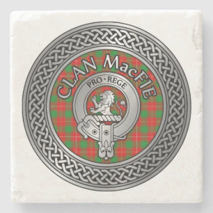 Clan MacFie Crest & Tartan Knot Stenen Onderzetter