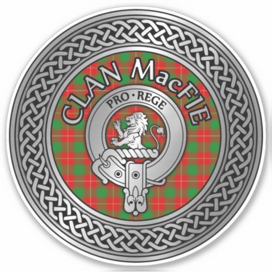 Clan MacFie Crest & Tartan Knot Sticker (Voorkant)