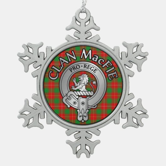 Clan MacFie Crest & Tartan Tin Sneeuwvlok Ornament (Voorkant)