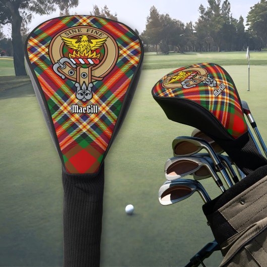 Clan MacGill Crest over Red Golf Head Hoesje Golfheadcover