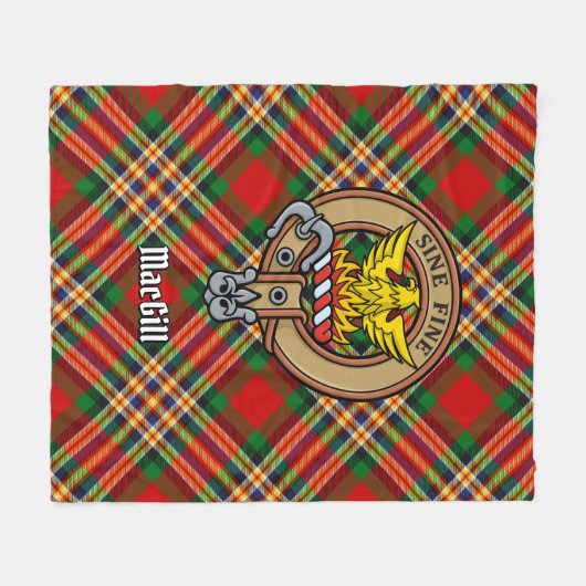 Clan MacGill Crest over Tartan Fleece Deken (Voorkant (Horizontaal))