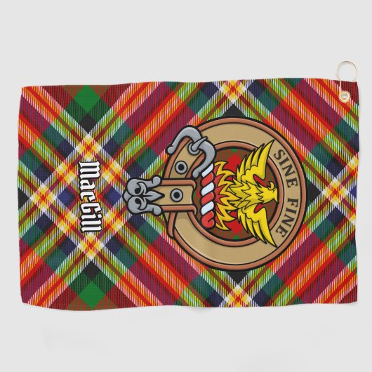 Clan MacGill Crest over Tartan Golfhanddoek (Horizontaal)