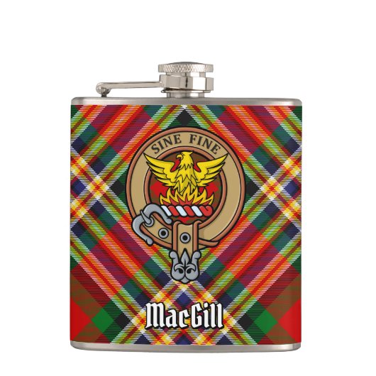 Clan MacGill Crest over Tartan Heupfles (Voorkant)