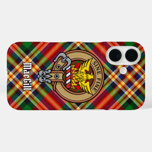 Clan MacGill Crest over Tartan iPhone Case (Achterkant (horizontaal))