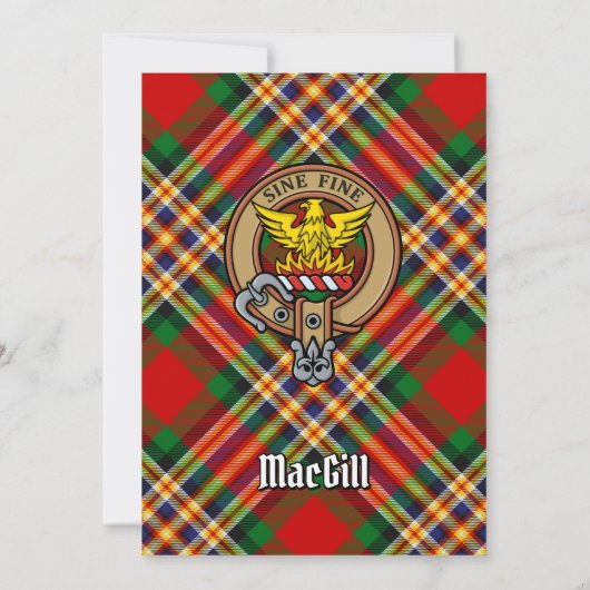Clan MacGill Crest over Tartan Kaart (Achterkant)