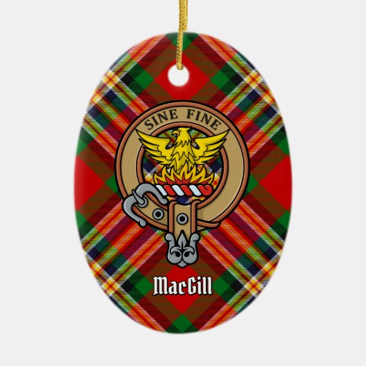 Clan MacGill Crest over Tartan Keramisch Ornament (Voorkant)