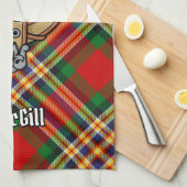 Clan MacGill Crest over Tartan Kitchen Towel Theedoek (Quarter Fold)