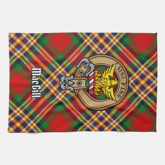 Clan MacGill Crest over Tartan Kitchen Towel Theedoek (Horizontaal)