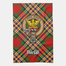 Clan MacGill Crest over Tartan Kitchen Towel Theedoek