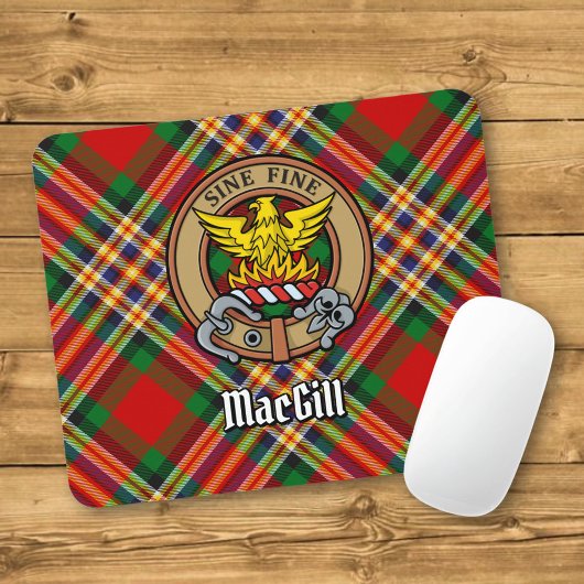 Clan MacGill Crest over Tartan Muismat