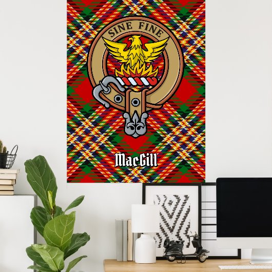 Clan MacGill Crest over Tartan Poster (Thuiskantoor)