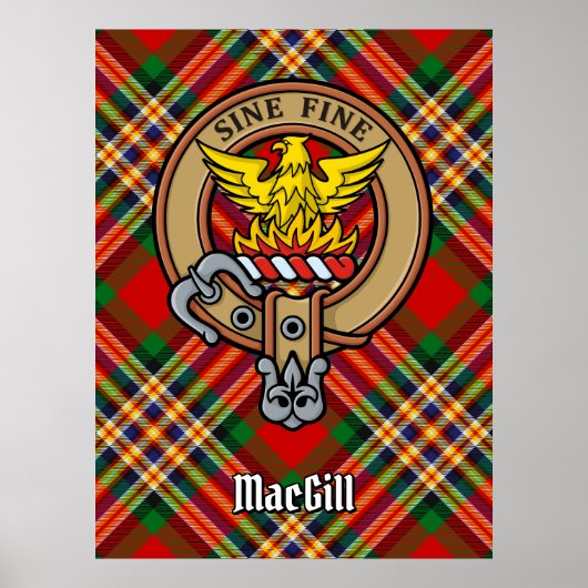 Clan MacGill Crest over Tartan Poster (Voorkant)