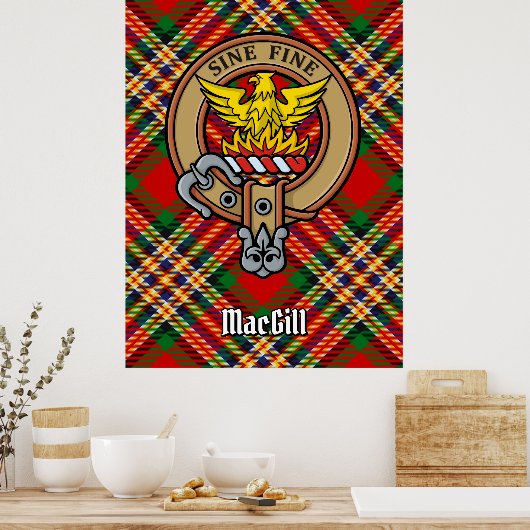 Clan MacGill Crest over Tartan Poster (Keuken)