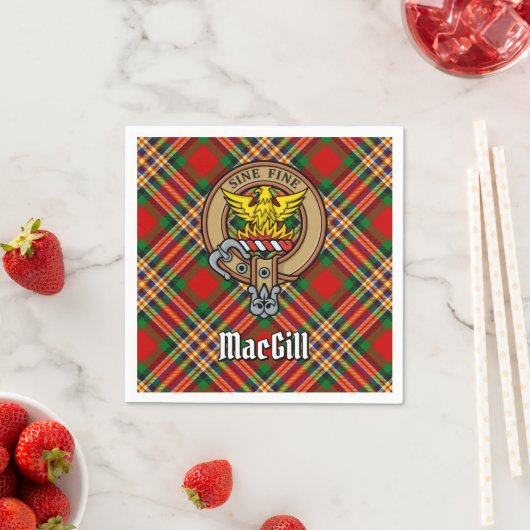 Clan MacGill Crest over Tartan Servet (Insitu)