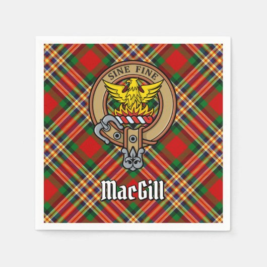 Clan MacGill Crest over Tartan Servet (Voorkant)