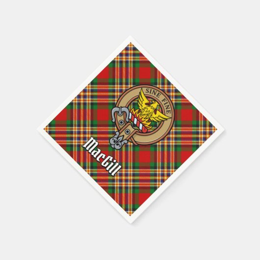 Clan MacGill Crest over Tartan Servet (Hoek)