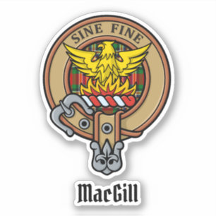Clan MacGill Crest over Tartan Sticker