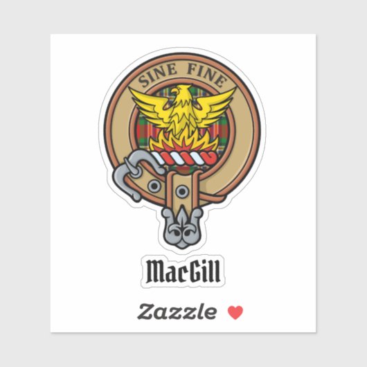 Clan MacGill Crest over Tartan Sticker (Vel)
