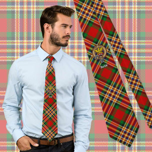 Clan MacGill Crest over Tartan Stropdas
