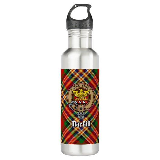 Clan MacGill Crest over Tartan Waterfles (Voorkant)