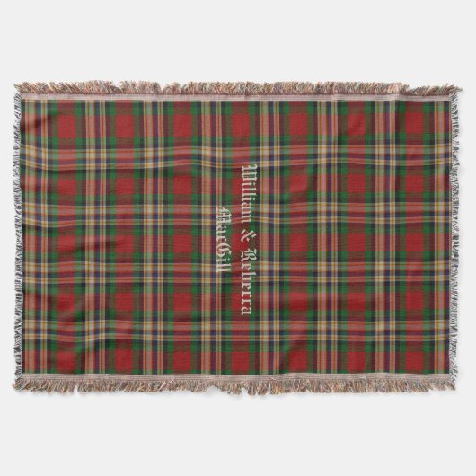 Clan MacGill Tartan Pset Custom Throw Blanket Deken (Voorkant)
