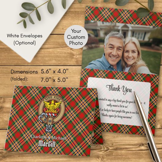 Clan MacGill Wapen over Schotse Plaid