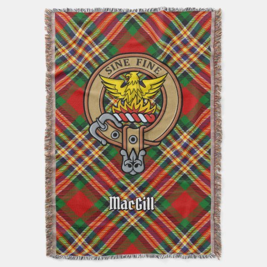 Clan MacGill Wapen over Tartan Deken (Voorkant Verticaal)