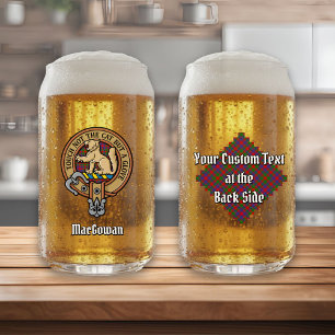 Clan MacGowan Crest over Tartan Blikvorm Glas
