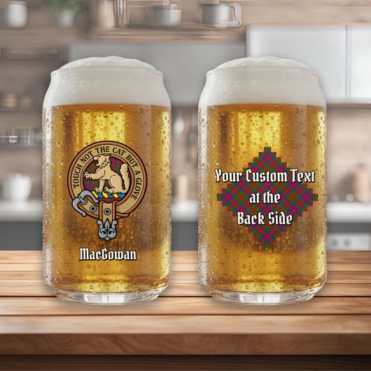 Clan MacGowan Crest over Tartan Blikvorm Glas