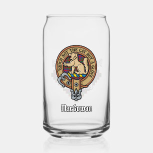 Clan MacGowan Crest over Tartan Blikvorm Glas