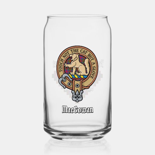 Clan MacGowan Crest over Tartan Blikvorm Glas (Voorkant)